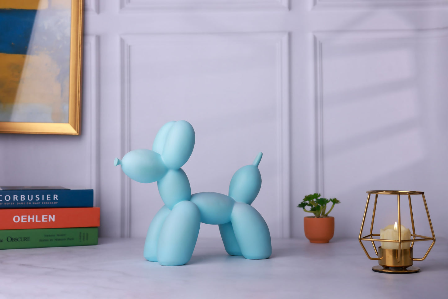 Balloon Dog Sky Blue Home Decor Sculpture (20 x 18 x 9 cm)