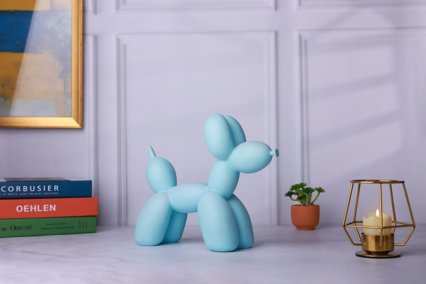 Balloon Dog Sky Blue Home Decor Sculpture (20 x 18 x 9 cm)