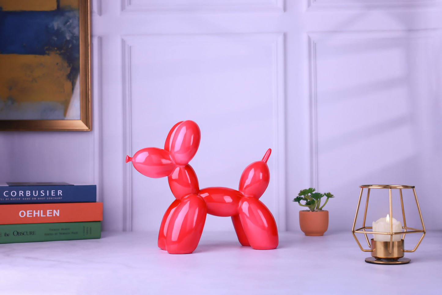 Balloon Dog Magenta Matte Home Decor Sculpture (20 x 18 x 9 cm)